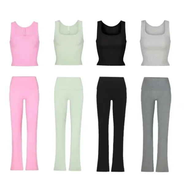 Design Wide-Leg Knit Pants Gray - 2