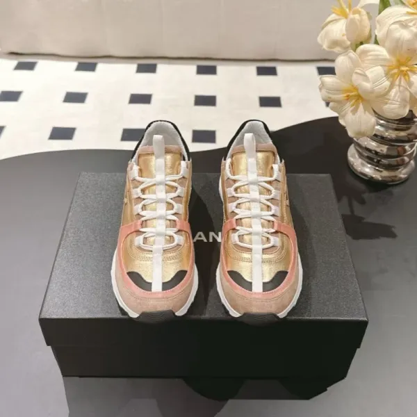 Chanel Sporty Chunky Sneakers Gold Pink White Sneakers - 2
