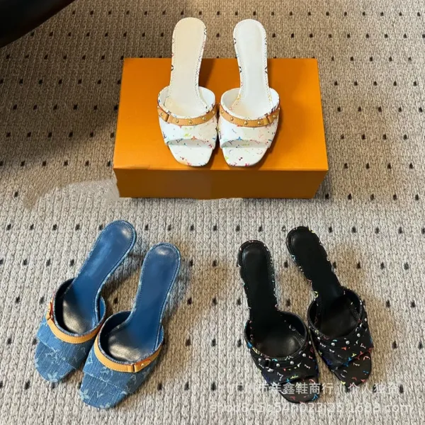 Louis Vuitton Multicolor Monogram Mule White Heels - 4