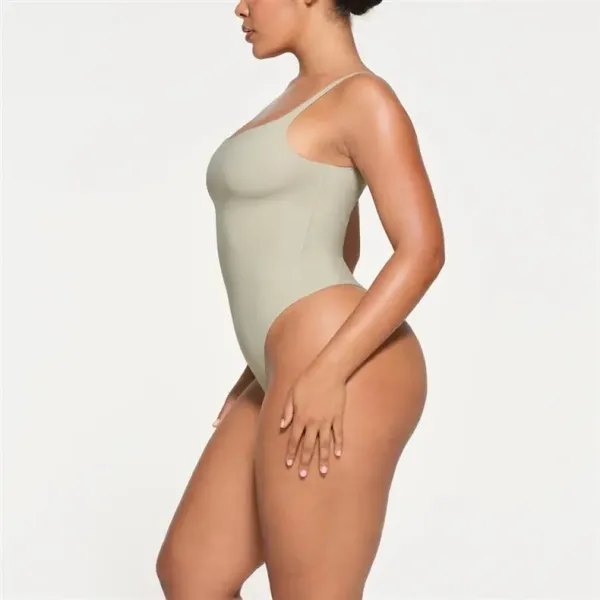 Skims Sculpting Square-Neck Bodysuit Brown Swimwear - 13