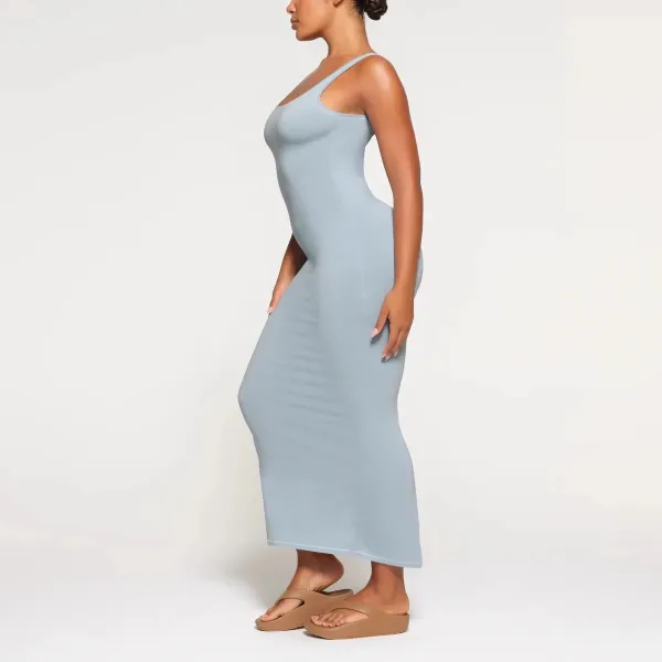 White Sleeveless Bodycon Midi Dress - 5