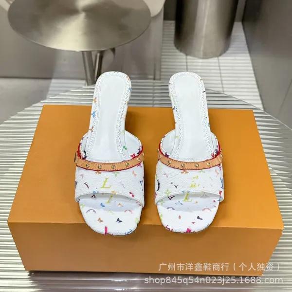 Louis Vuitton Multicolor Monogram Mule White Heels - 6