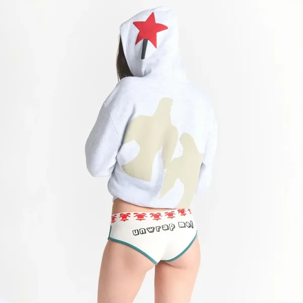 Skims Bear Graphic Cropped Hoodie Gray - 5
