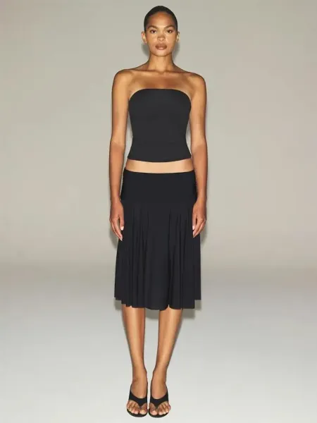 Black Pleated Mesh Skirt - 4