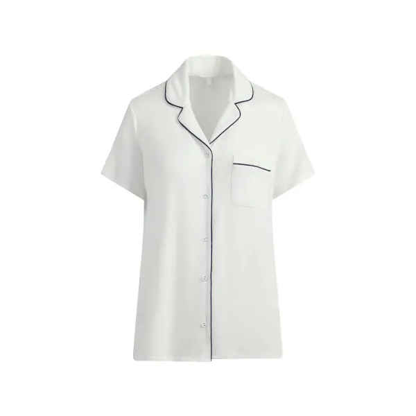 Pink Short-Sleeve Button-Up Pajama Set Sleepwear - 8