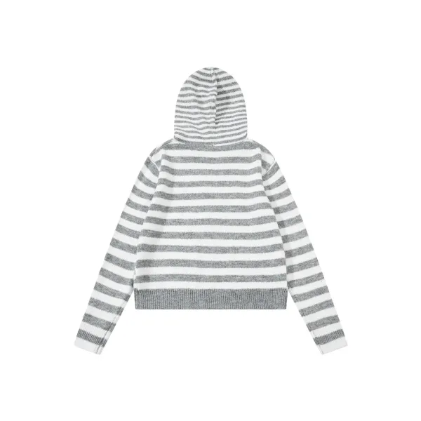 Design Striped Cropped Hoodie in Sage Green and Beige - 7