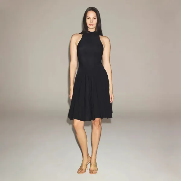 Saint Tears Pleated Halter Neck Dress Black - 3