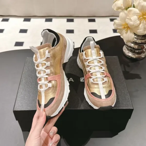 Chanel Sporty Chunky Sneakers Gold Pink White Sneakers - 3