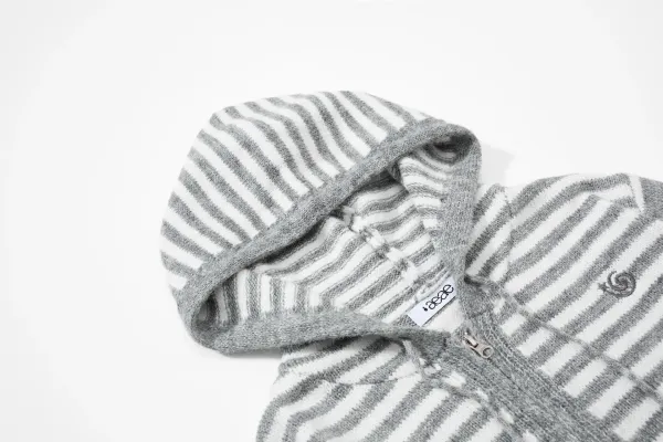 Design Striped Cropped Hoodie in Sage Green and Beige - 23
