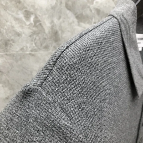Thom Browne Classic Four-Bar Stripe Gray Knit Polo - 15