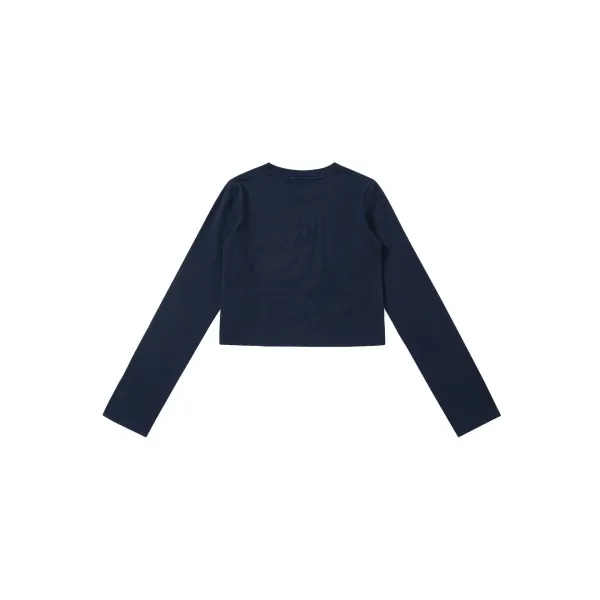 Aeae Chapter Normaek Cropped Long-Sleeve T-Shirt Navy - 13