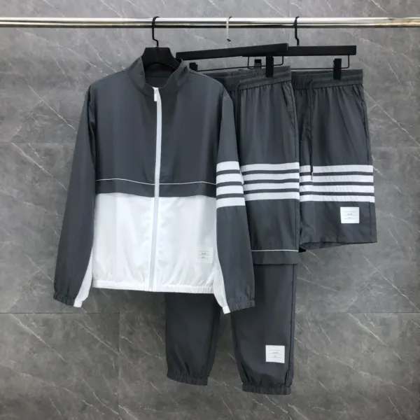 Thom Browne 4-Bar Stripe Nylon Shorts Gray - 4