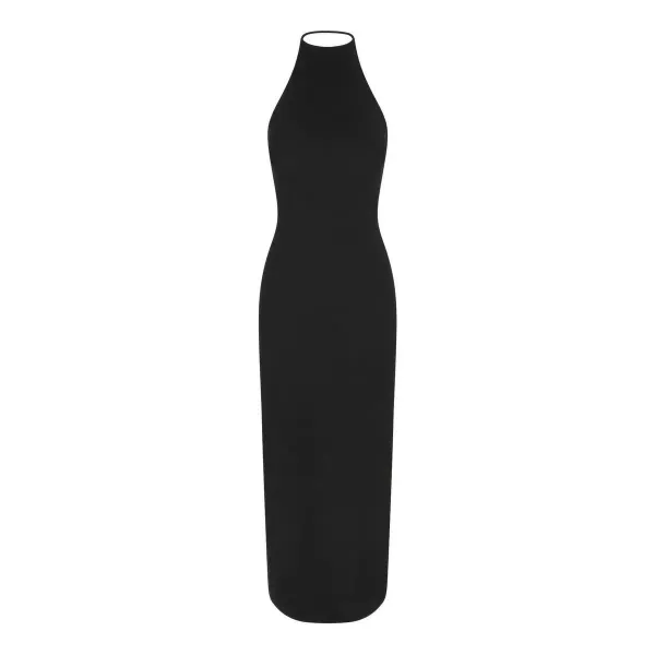 Black High-Neck Midi Dress - 7