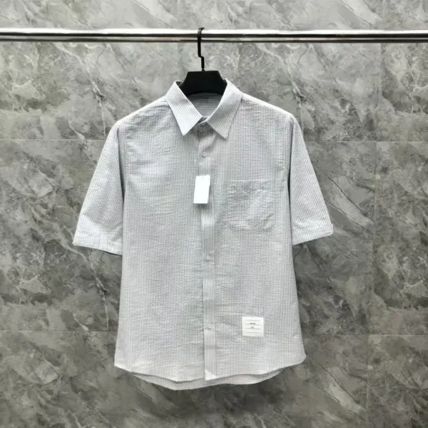 Thom Browne Short-Sleeve Oxford Shirt Light Blue - 5
