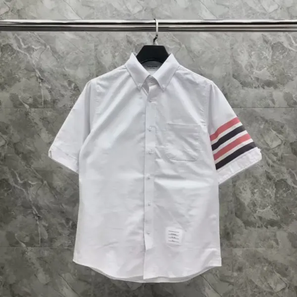 Thom Browne Short-Sleeve Oxford Shirt Light Blue - 15