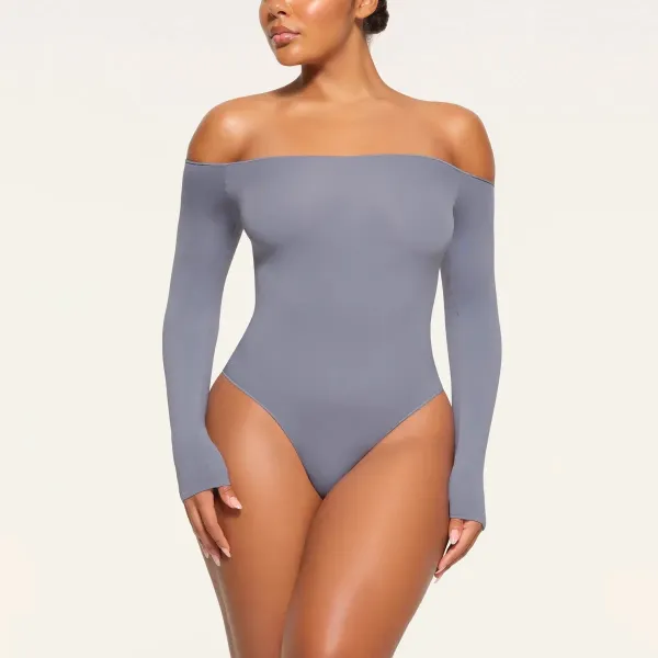 Saint Tears Off-Shoulder Long Sleeve Bodysuit Light Blue - 4