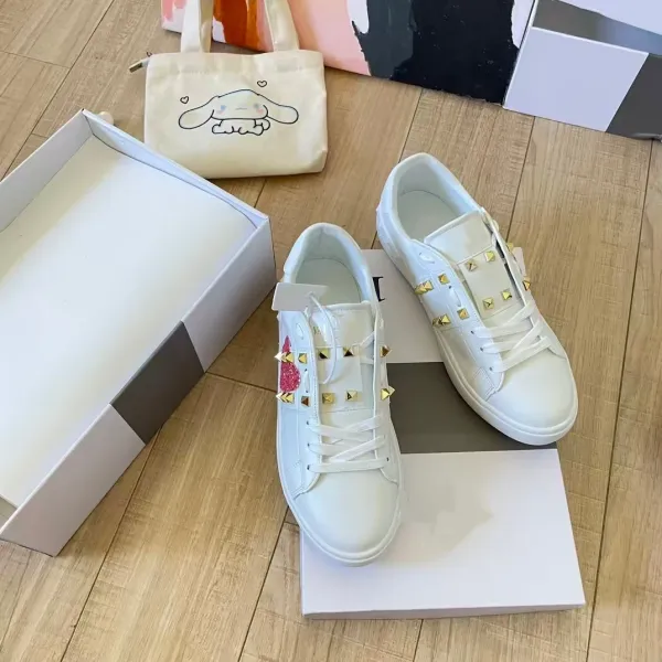 Valentino Garavani Rockstud Spike Crystal White Sneakers - 12