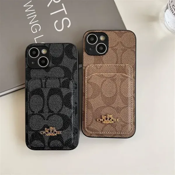 Coach Signature Print Cardholder Phone Case Black - 8