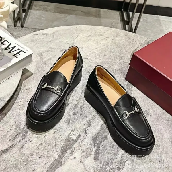 Gucci Horsebit Loafer Beige GG Canvas Platform Loafers - 2