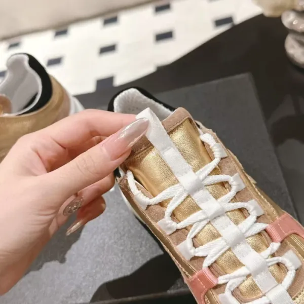 Chanel Sporty Chunky Sneakers Gold Pink White Sneakers - 8