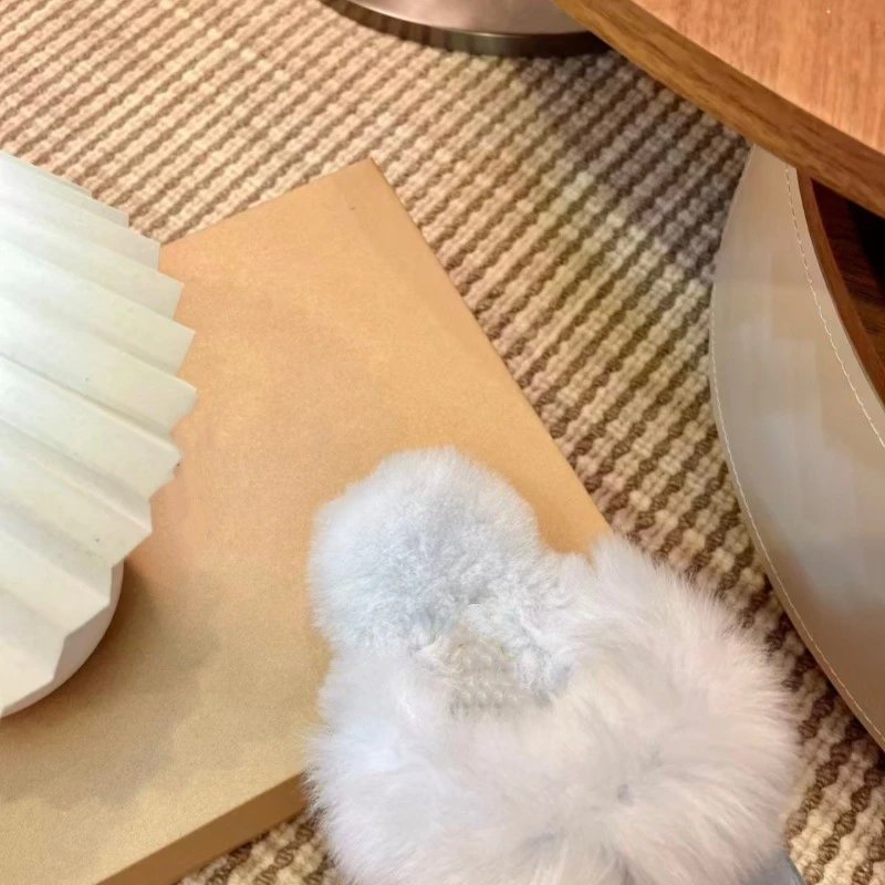 UGG Fluff Platform Slippers Beige Faux Fur Slippers - 10