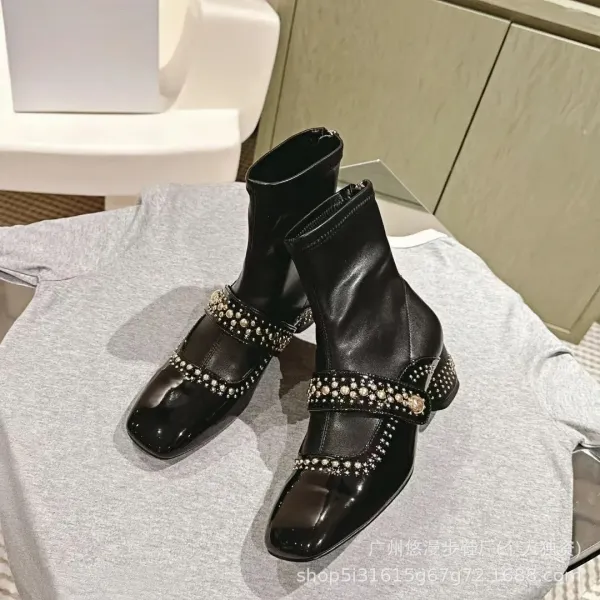 Valentino Garavani Rockstud Mary Jane Ankle Boots Black - 2