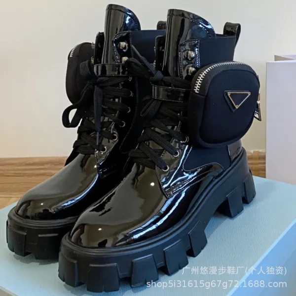 Prada Re-Nylon Platform Combat Boots Black - 3