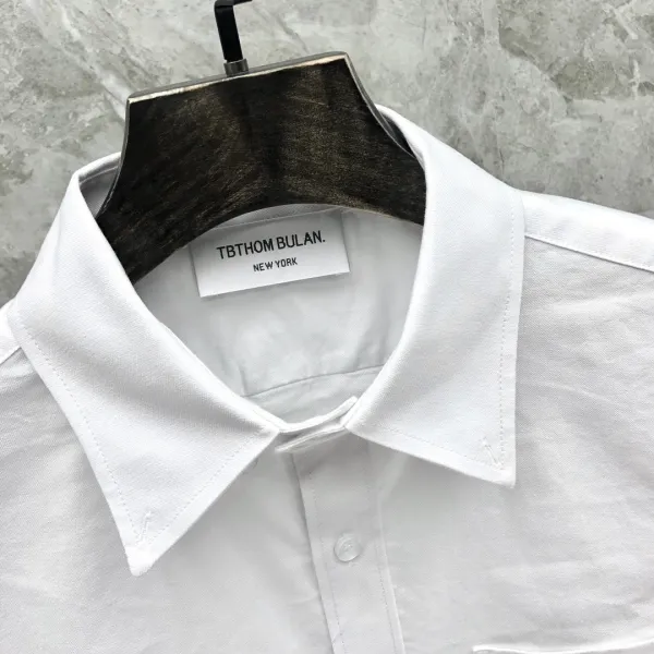 Thom Browne Classic Four-Bar Stripe White Shirt - 7