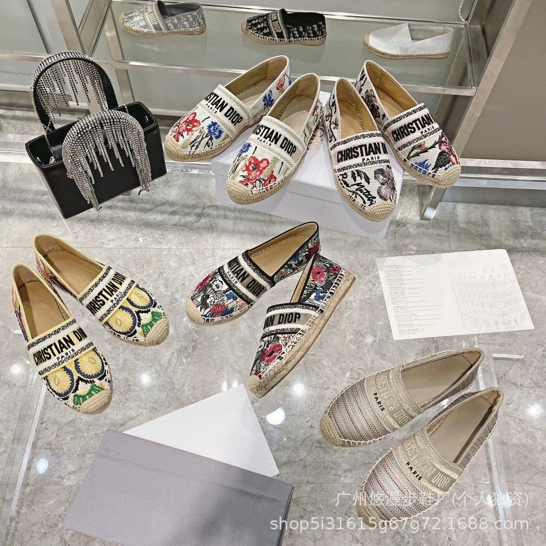 Dior Casual Shoes Canvas Espadrille Slip-On Flats with Braided Jute Soles image 3