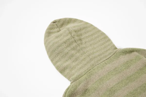 Design Striped Cropped Hoodie in Sage Green and Beige - 10