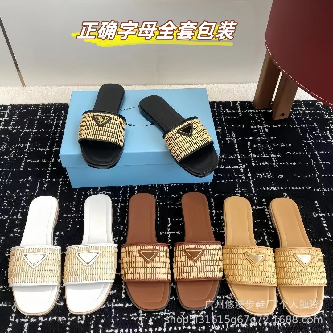 Unbranded Sandals Woven square-toe slide with triangle appliqué image 1
