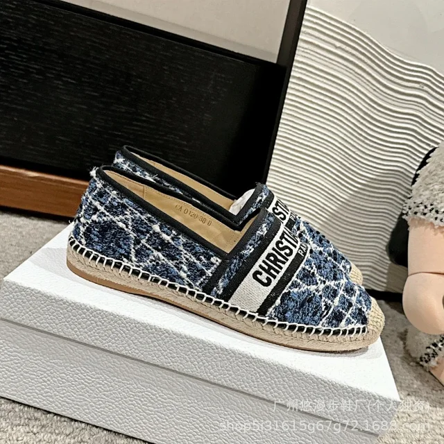 Dior Casual Shoes Canvas Espadrille Slip-On Flats with Braided Jute Soles product detail image 13