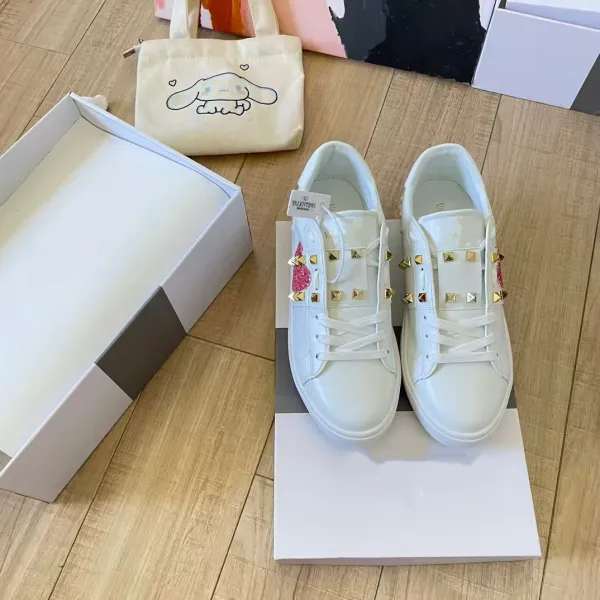 Valentino Garavani Rockstud Spike Crystal White Sneakers - 2
