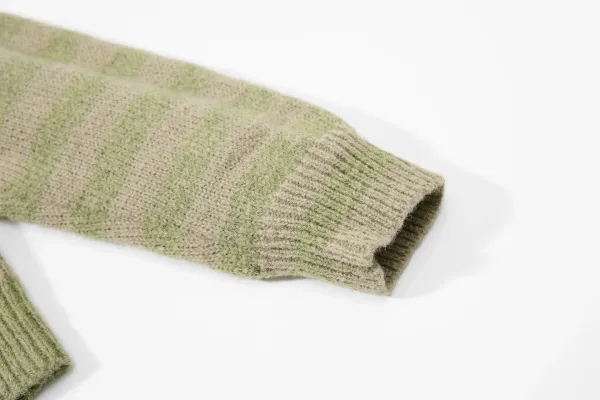 Design Striped Cropped Hoodie in Sage Green and Beige - 18