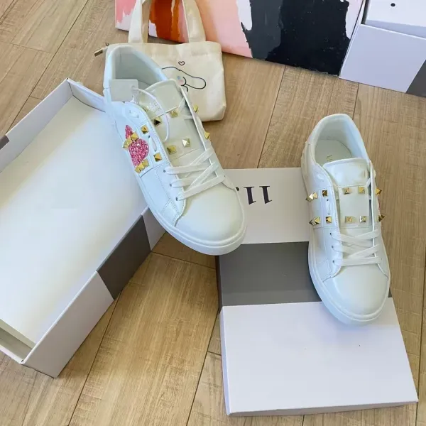 Valentino Garavani Rockstud Spike Crystal White Sneakers - 14