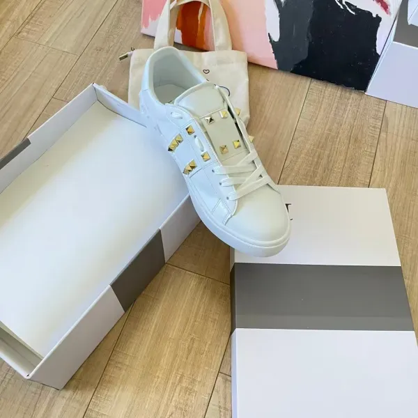 Valentino Garavani Rockstud Spike Crystal White Sneakers - 15