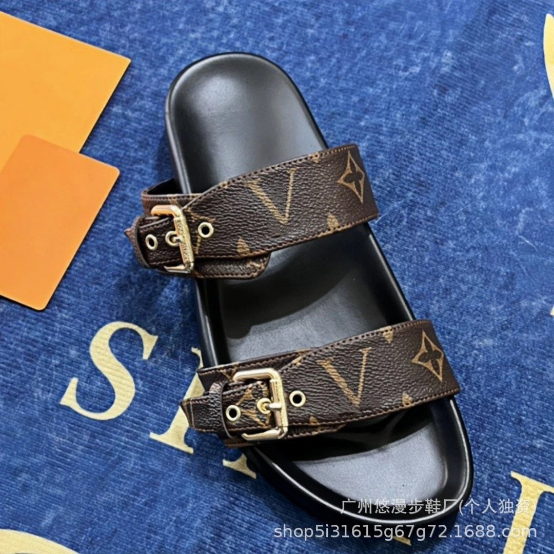 Louis Vuitton Monogram Slide Sandals Brown