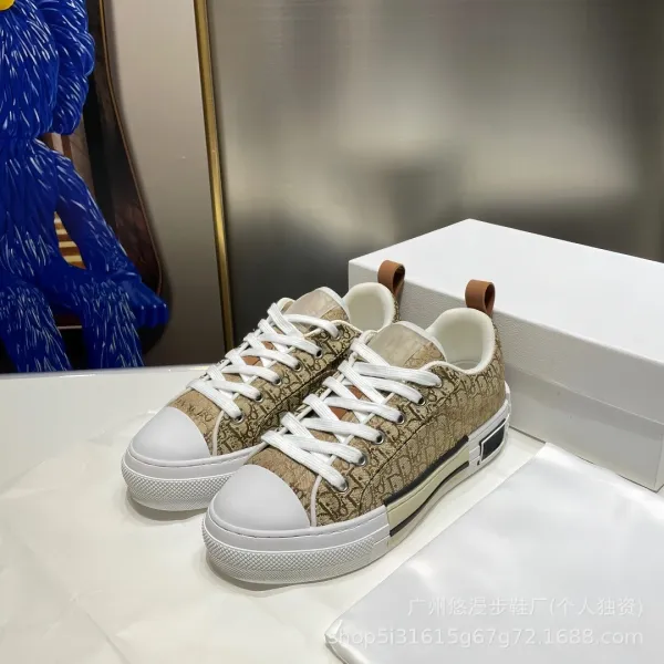 Dior B23 Oblique Beige Canvas Sneakers - 3