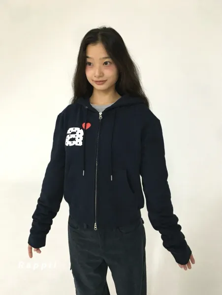 Comme des Garçons Play Polka Dot Heart Hoodie Navy - 38