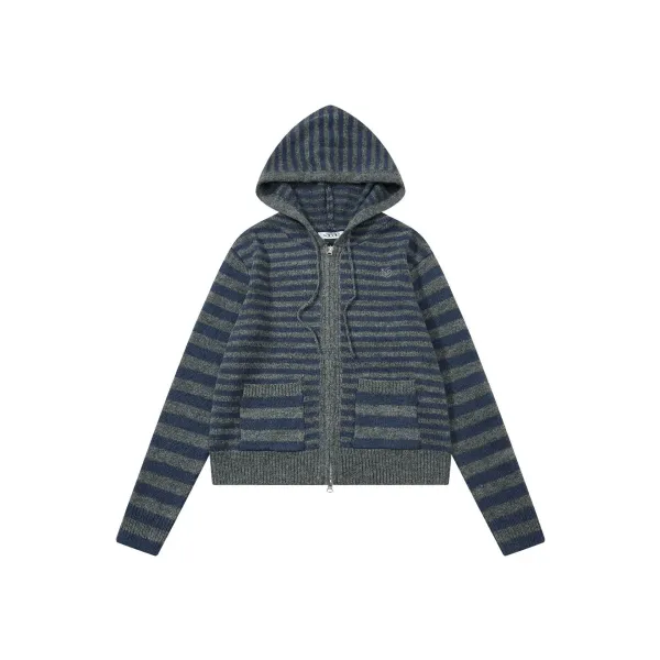 Design Striped Cropped Hoodie in Sage Green and Beige - 4