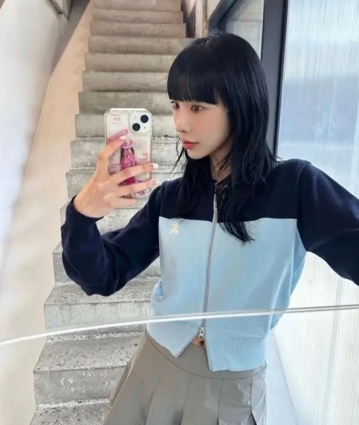 Rest & Recreation Color-Block Knit Zip-Up Jacket Navy and Light Blue - 19