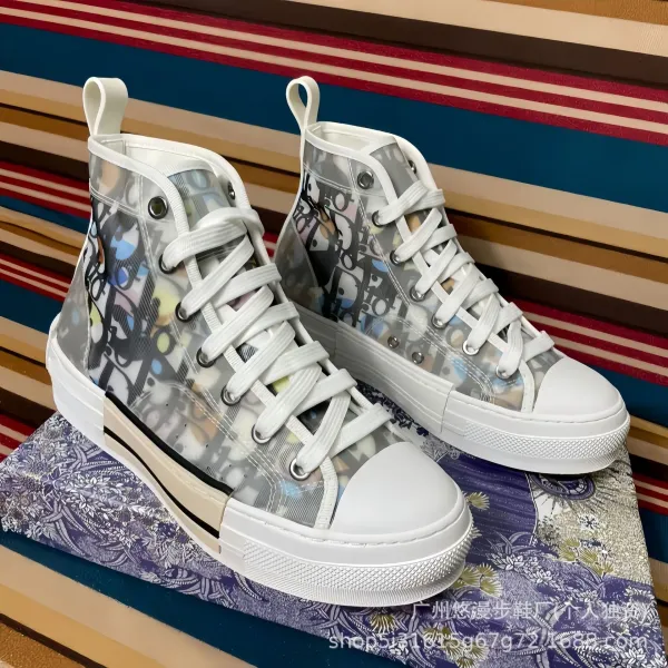 Dior B23 High-Top Sneakers Green Gradient Print Sneakers - 8