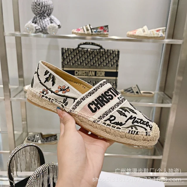 Dior Casual Shoes Canvas Espadrille Slip-On Flats with Braided Jute Soles product detail image 7