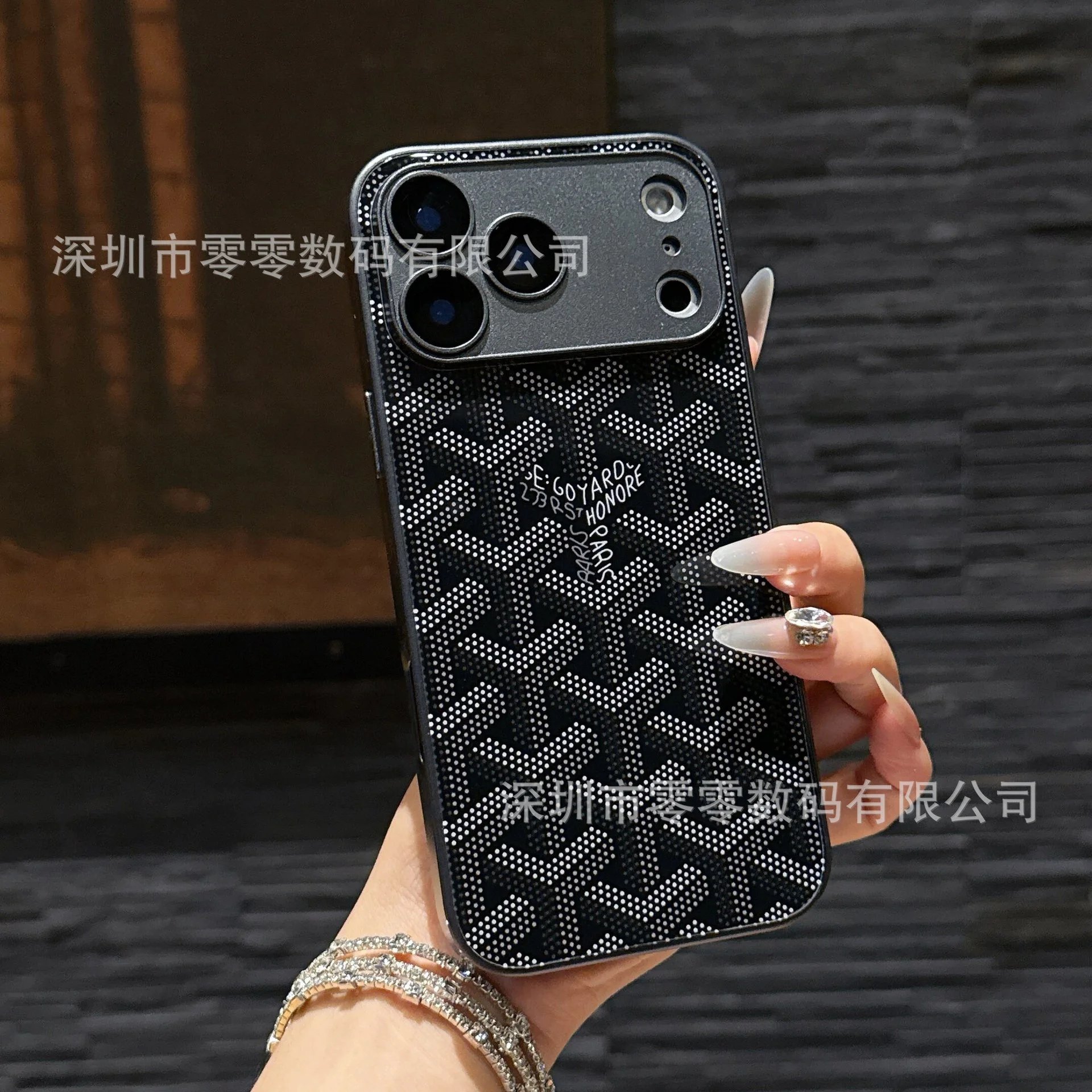 Goyard x Custom iPhone Case Black Dot Pattern Phone Case
