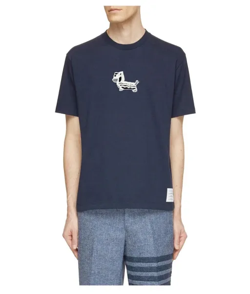 Thom Browne Pink Dog Embroidered T-Shirt - 14