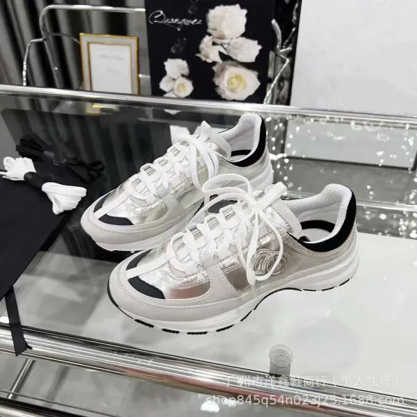 Chanel CC Logo Chunky Sneakers Gold Pink Beige Multicolor Sneakers - 10