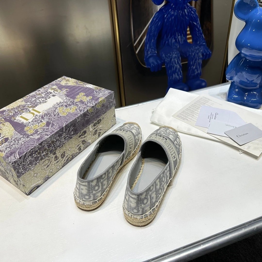 Dior Jardin d'Hiver Espadrilles White Embossed Canvas Loafers - 14