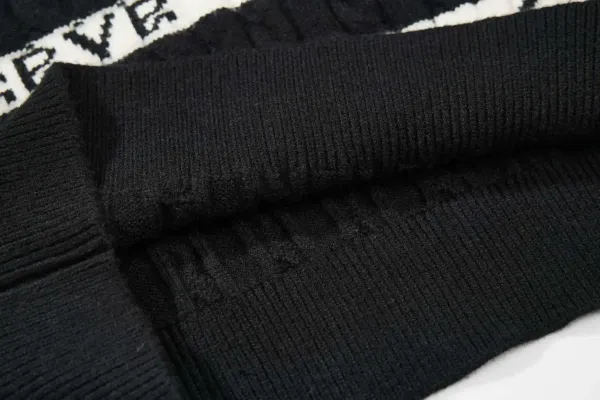 GRA Logo Stripe Ribbed Knit Sweater White/Gray - 16