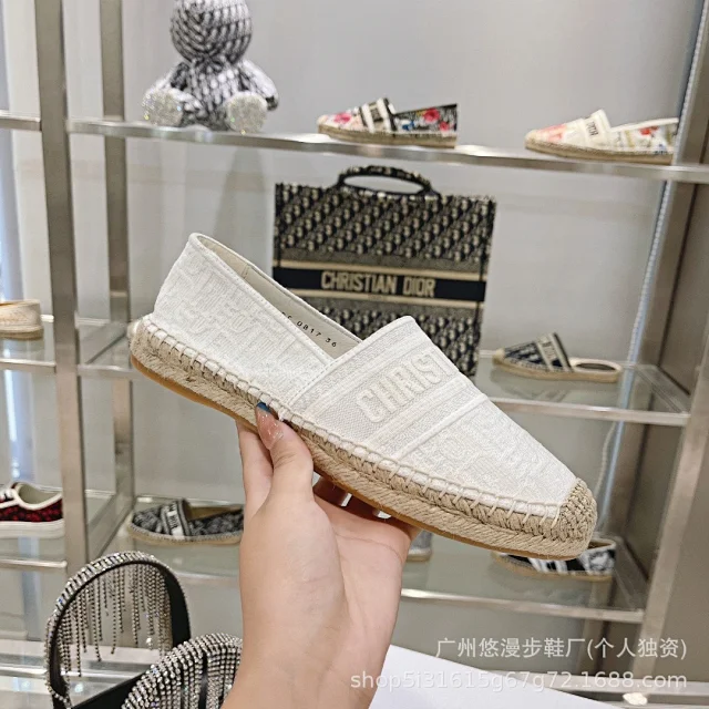 Dior Casual Shoes Canvas Espadrille Slip-On Flats with Braided Jute Soles product detail image 3
