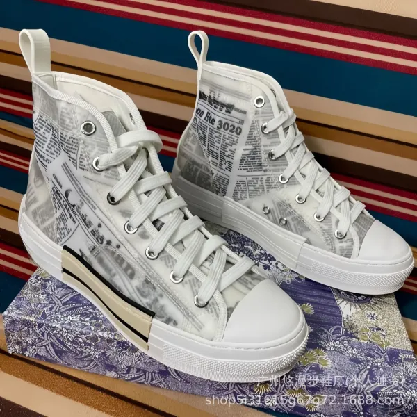 Dior B23 High-Top Sneakers Green Gradient Print Sneakers - 12